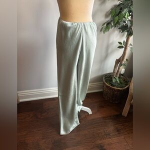 NEW Vince Satin Wide-Leg Pale Sage Green Pants Sz S